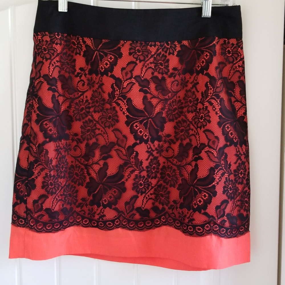 The Limited Red Black Lace Skirt Sz 8